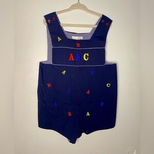Sir John 24m Navy Jon Jon with Embroidered ABCs